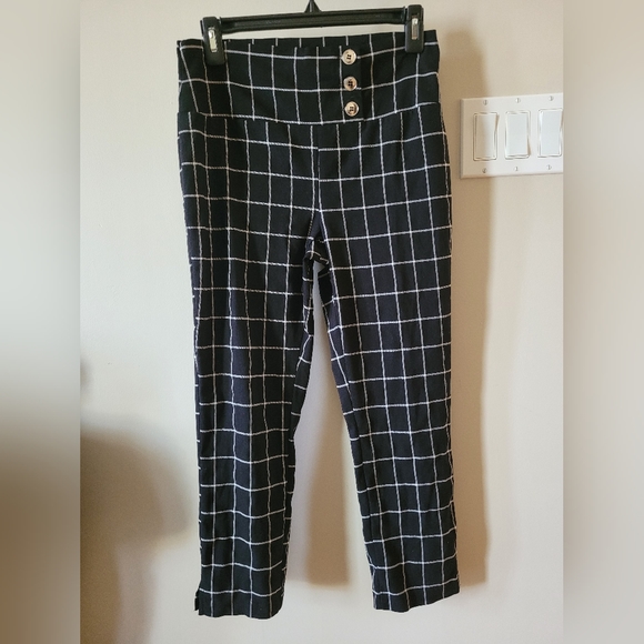 Made in Canada Spandex Checkered Cigarette Pant Crop Ankle - Picture 1 of 5